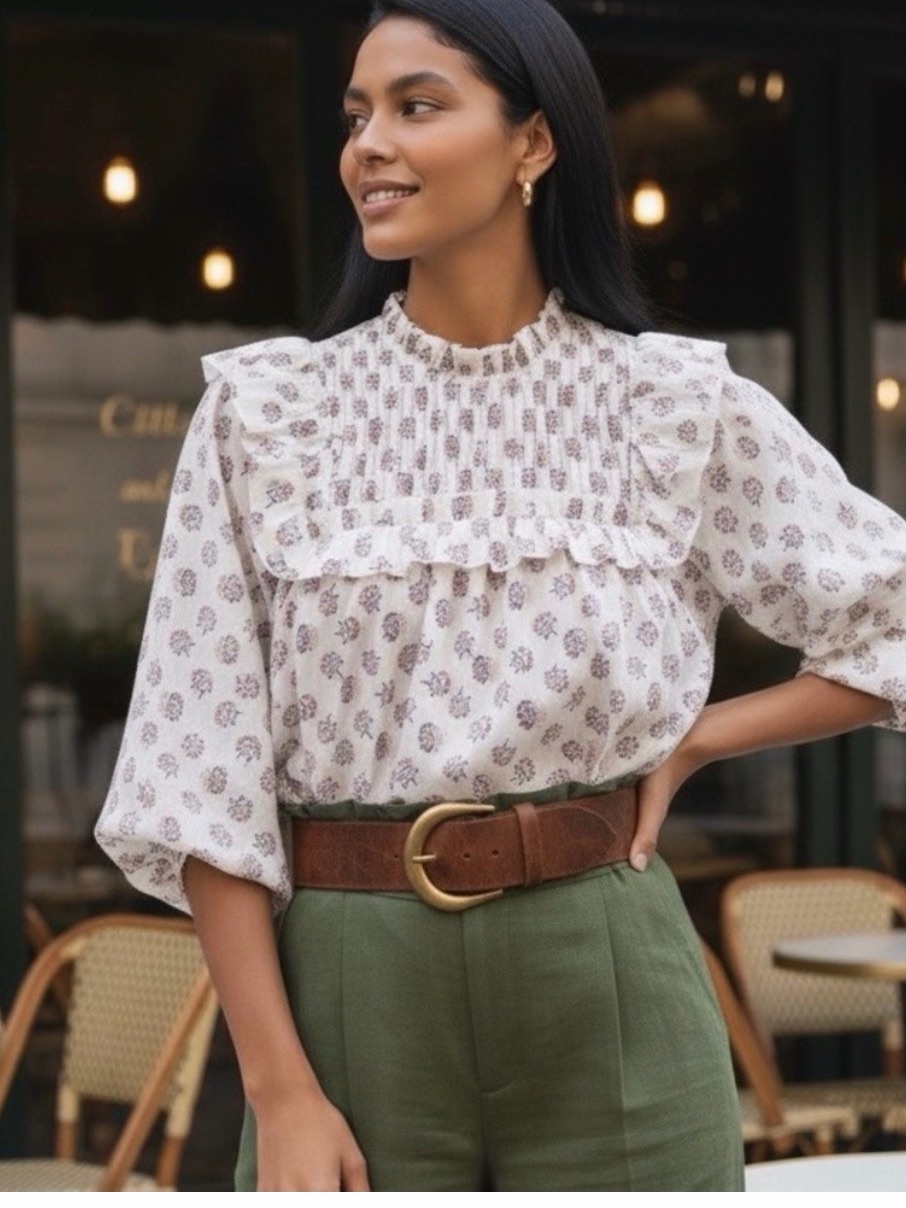 Cleobella Vanna Blouse In Belize Blossom Multi Color